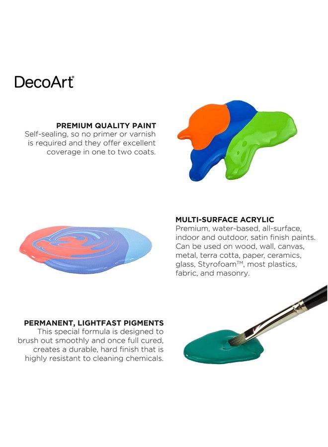 DecoArt Multisurface Satin Acrylic Paint Set Basic Colors 8Pk 8 Ct. - Image 4