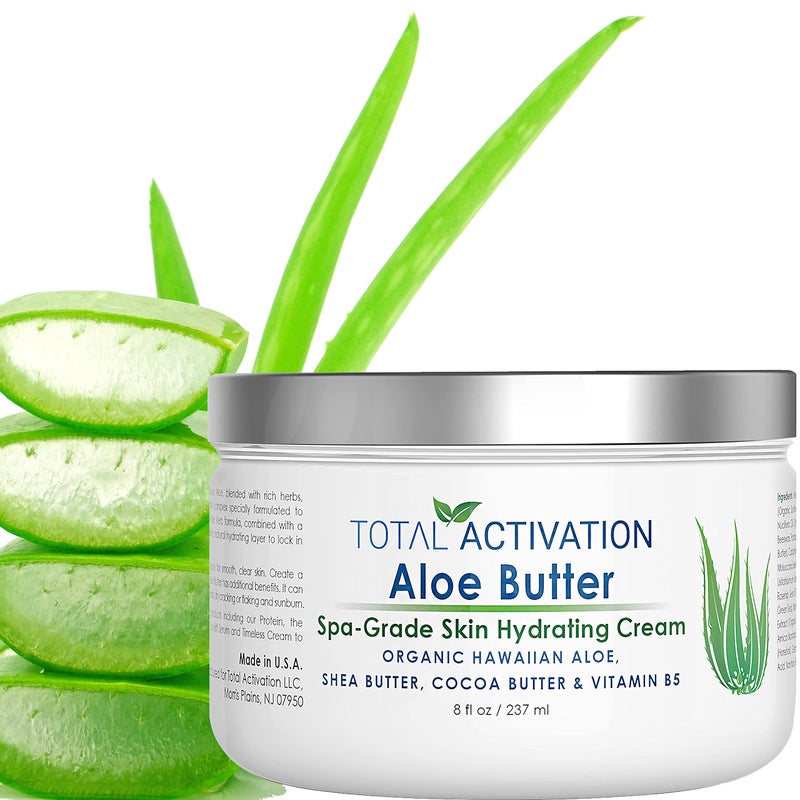 Total Activation Large 8 oz Hawaiian Aloe Vera Cream for Face, Moisturizer to use Day or Night, Anti Wrinkle Aloe Vera Lotion for Skin, Sunburn Relief, and Dry Skin - Image 1