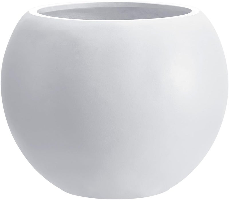 Haispring 135 H x 17 Dia 12 Pot Opening White Round Fiberstone Tall Planter with Drainage Hole IndoorOutdoor Large Plant