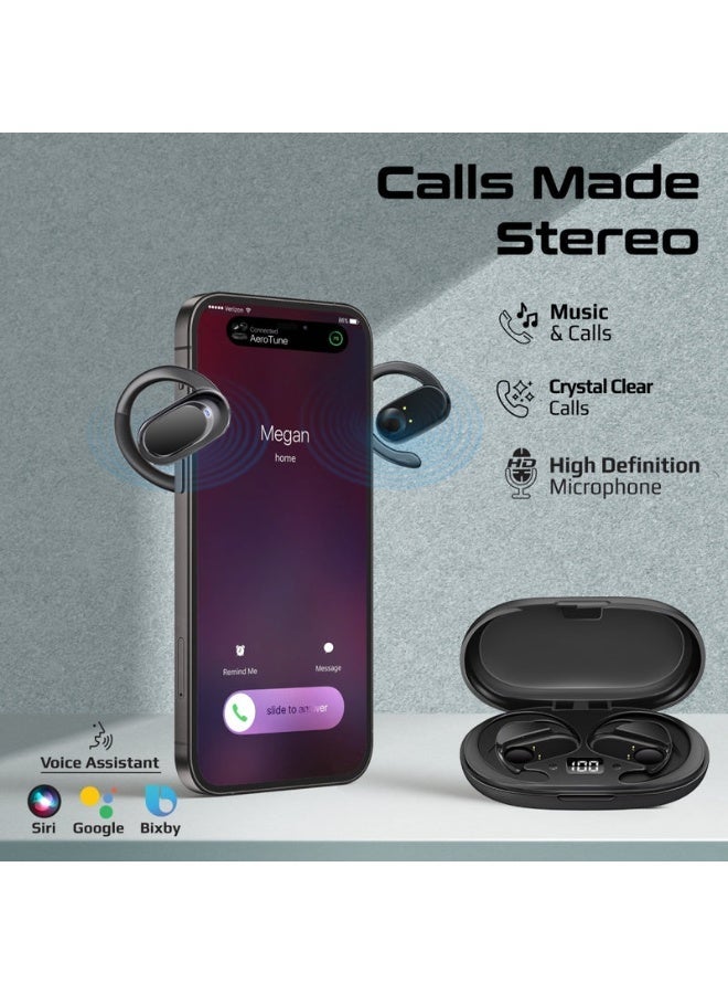 Promats Promate SportFit™ Open Ear True Wireless Earbuds with IntelliTouch – Bluetooth 5.0 Bone‑Conduction Design, Ambient Hearing Open‑Ear Style, Built‑in Mic, Lightweight & Sweat‑Proof IPX5, Stable Fit, Up to 8 Hours Playback – Black  - Image 5