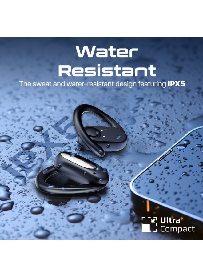 Promats Promate SportFit™ Open Ear True Wireless Earbuds with IntelliTouch – Bluetooth 5.0 Bone‑Conduction Design, Ambient Hearing Open‑Ear Style, Built‑in Mic, Lightweight & Sweat‑Proof IPX5, Stable Fit, Up to 8 Hours Playback – Black  - Image 4