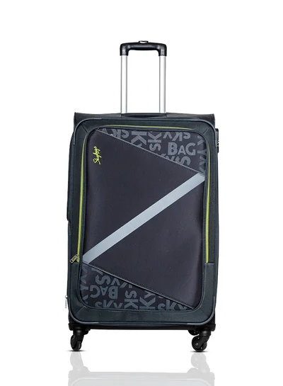 Skybags Spotlight Checked Luggage | Soft Sided 4W Str (E) | 360° 4 Wheels Polyester Spinner Trolley- Large 28 Inch| Grey