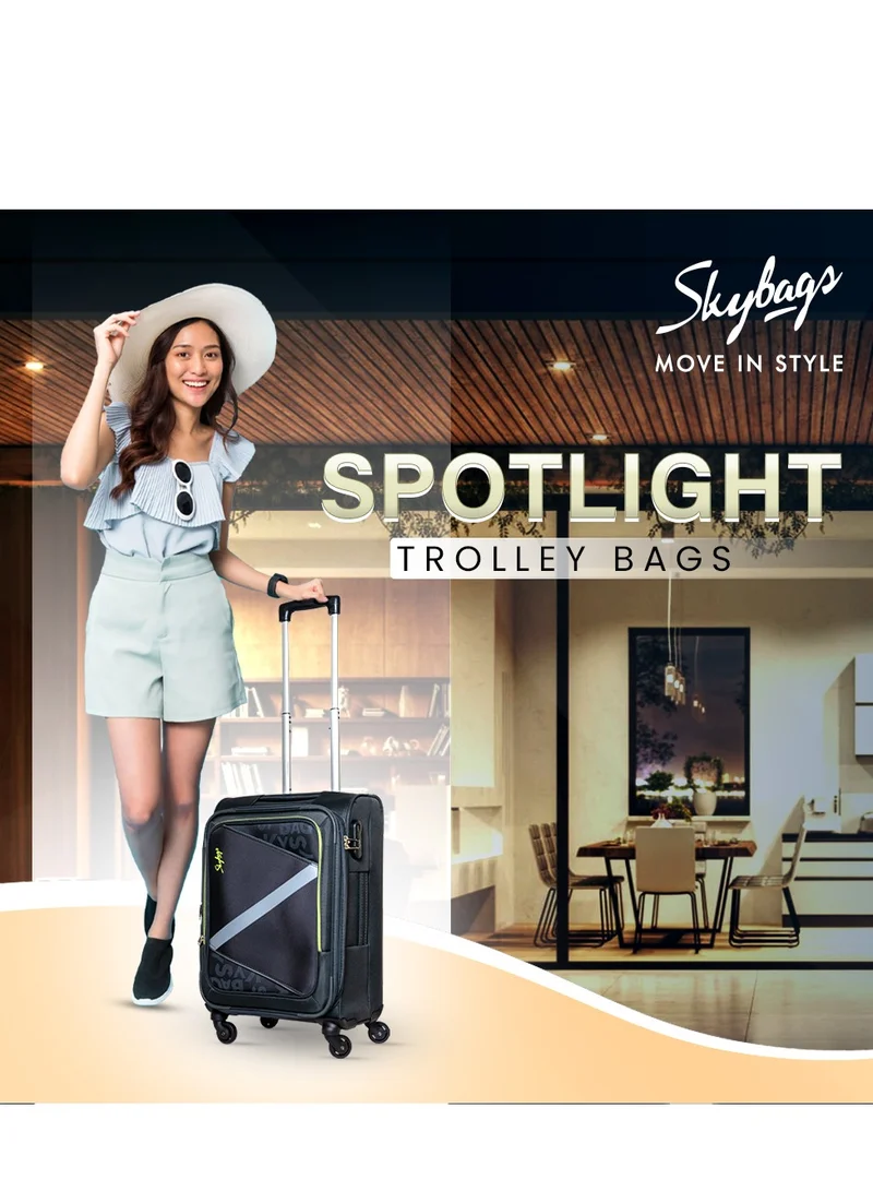 Skybags Spotlight Checked Luggage | Soft Sided 4W Str (E) | 360° 4 Wheels Polyester Spinner Trolley- Large 28 Inch| Grey
