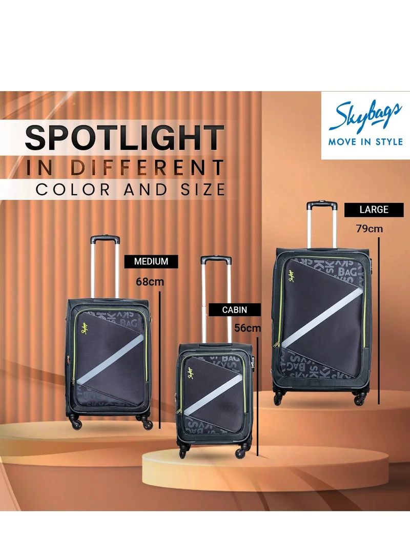 Skybags Spotlight Checked Luggage | Soft Sided 4W Str (E) | 360° 4 Wheels Polyester Spinner Trolley- Large 28 Inch| Grey