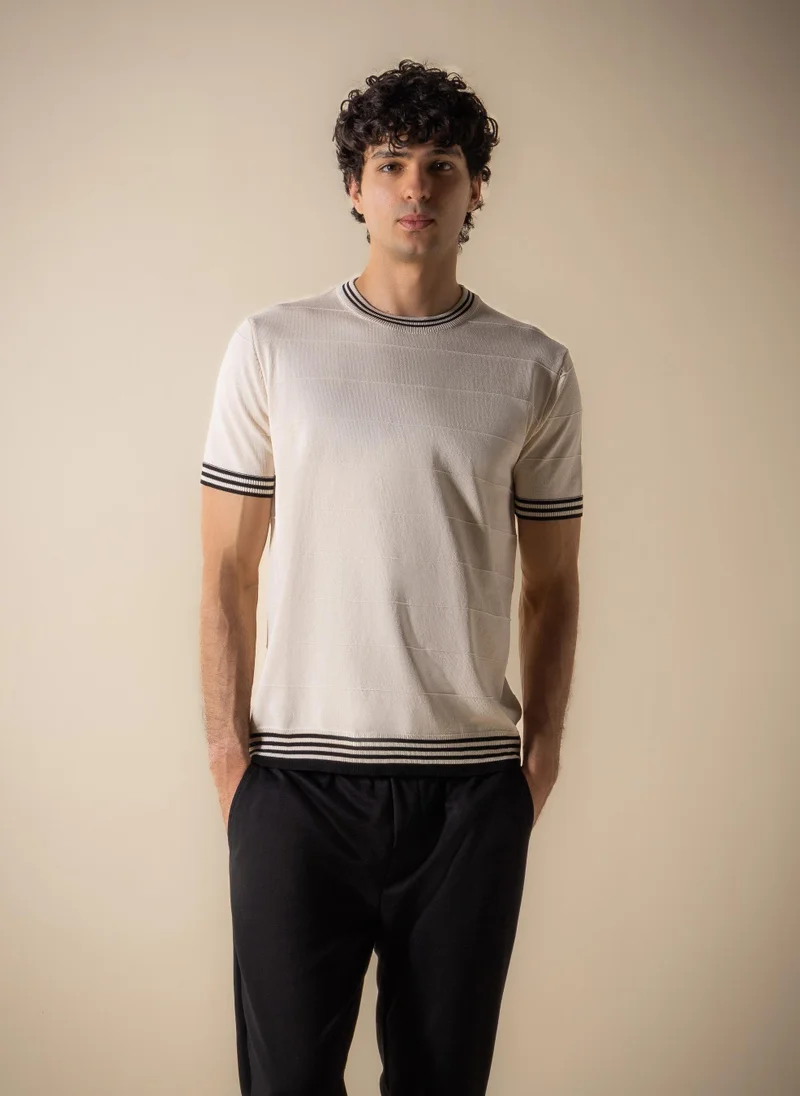 شايبس CONTRAST RIB KNIT SLIM T-SHIRT
