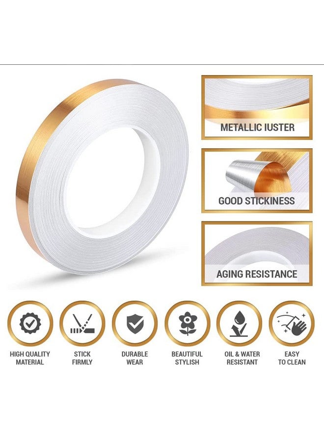 VOIISH Floor Tiles Gold Foil Lines Metalized Mirror Tape Self-Adhesive Tile Seam Sticker Waterproof Gap Sealing Foil Decor Tape for Wall Cabinet Kitchen (1cm x 50meter) - Image 2