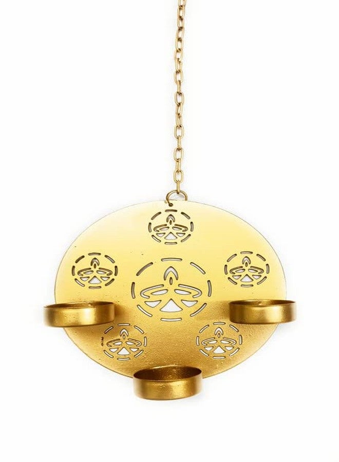 ATRANGEE Bystreet artisans Decorative Metal Hanging Laser Diya Deepak Cut Shadow Forming Wall Hanging Tealight Candle Holders Set of 2 - Image 3
