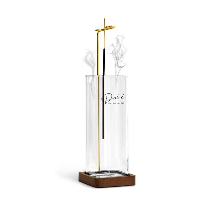 INCENSE HOLDER MULTIPURPOSE DESIGN GLASS INCENSE BURNER ASH CATCHER WITH BRASS INCENSE STICK HOLDER FOR HOME DECOR YOGA SPA MADIATION GLASS