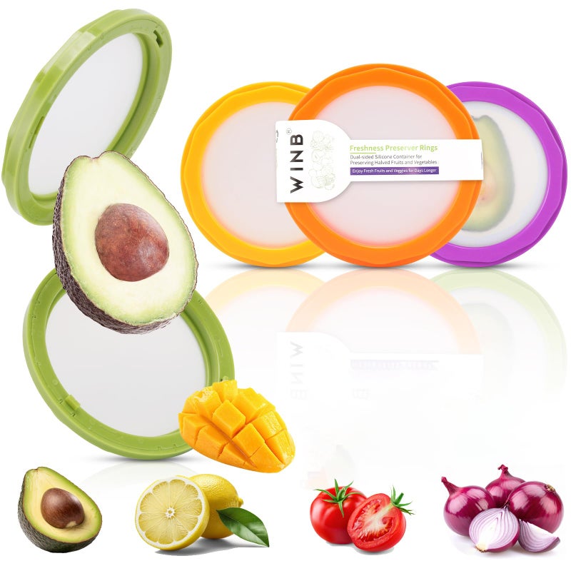 Winb Avocado Saver & Onion Storage Set of 4 Reusable Fruit and Veggie Savers - Ideal for Avocados, Tomatoes, Apples, Garlic, Onions, and More - Image 1