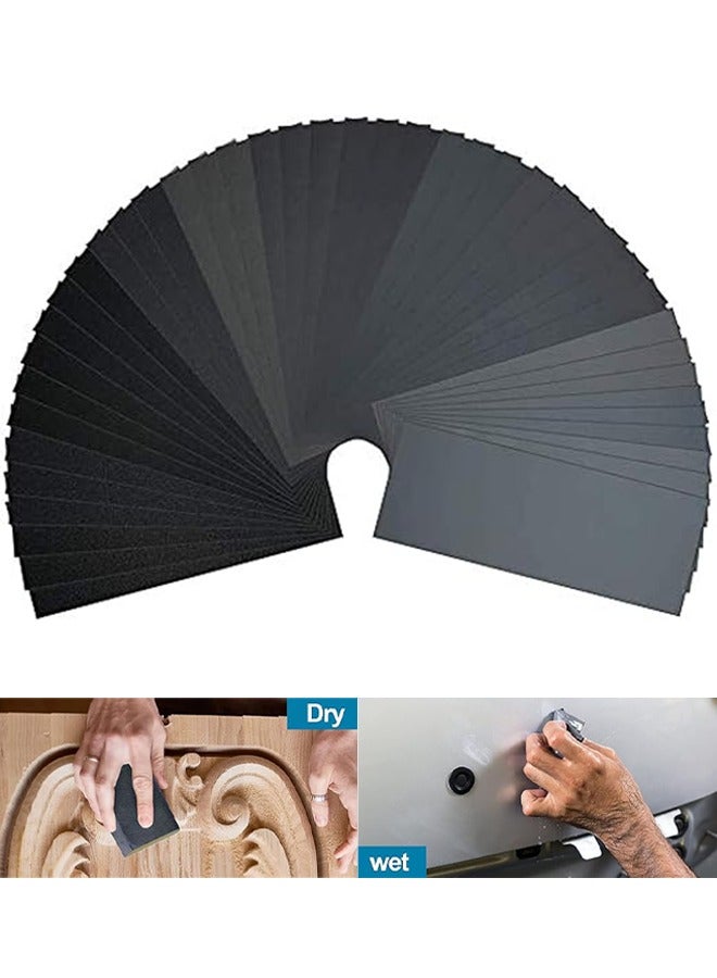 36 Sheets Sandpaper, 400 to 3000 Assorted Grit Sanding Paper, Premium Wet Dry Waterproof Sand Paper, Used for Wood, Furniture, Metal, Polishing and Automotive Polishing, 23 x 9.3CM  - Image 1