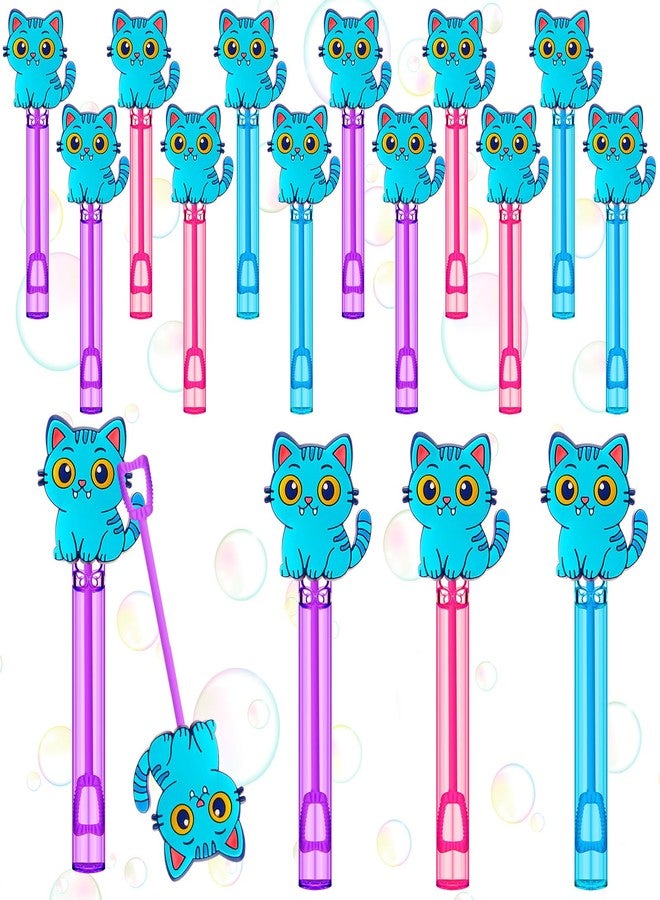 RoundFunny 24 Pcs Blue Cat Mini Bubble Wands Party Supplies Favors Decorations Kawaii Bubbles Sticks Wands for Fan Meeting Anime Theme Birthday Party Goodie Gift Bag Outdoor Activity - Image 1