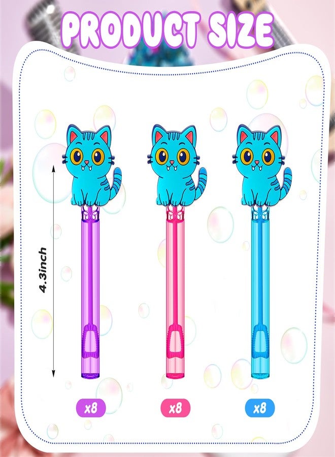 RoundFunny 24 Pcs Blue Cat Mini Bubble Wands Party Supplies Favors Decorations Kawaii Bubbles Sticks Wands for Fan Meeting Anime Theme Birthday Party Goodie Gift Bag Outdoor Activity - Image 2
