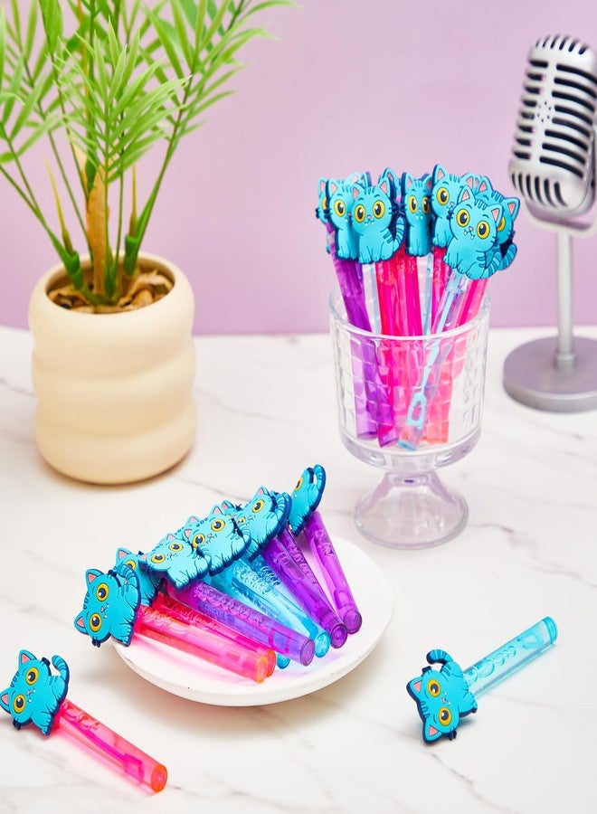 RoundFunny 24 Pcs Blue Cat Mini Bubble Wands Party Supplies Favors Decorations Kawaii Bubbles Sticks Wands for Fan Meeting Anime Theme Birthday Party Goodie Gift Bag Outdoor Activity - Image 4