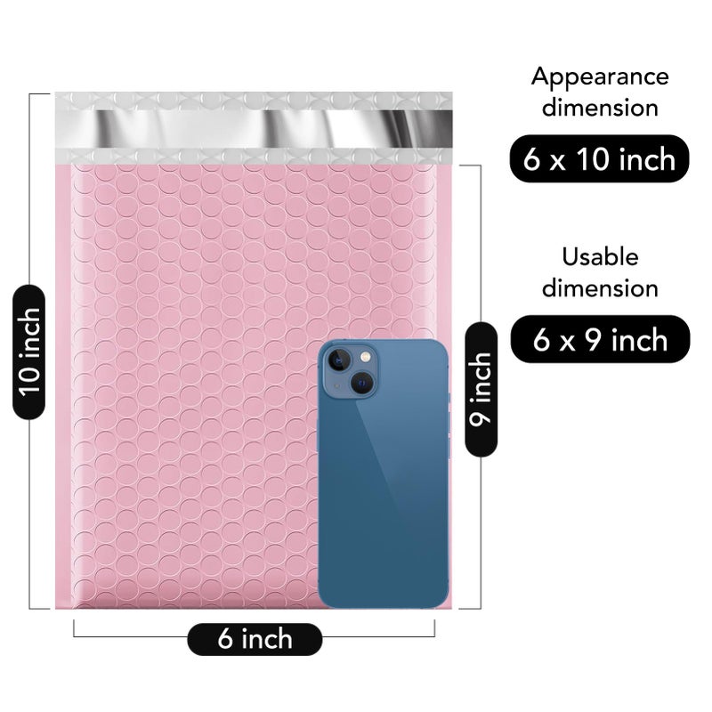Fuxury Bubble Mailers 6x10" 100 Pack Light Pink Padded Envelopes Usable Size 6x9" Self Seal Mailing Envelopes Bubble Padded Shipping Bags for Mailing,Packaging, Small Business, Boutique, Bulk #0 - Image 2