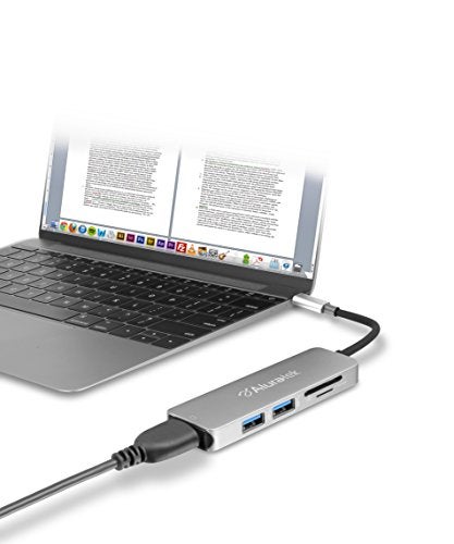 Aluratek USB Type-C Hub & Micro/SD Card Reader AUMC0302F – 4-in-1 Multiport Adapter with 4K HDMI, 3 USB 3.0 Ports, Powered USB, Dongle - High-Speed Data Transfer & Charging for MacBook/Dell/HP/Surface - Image 1