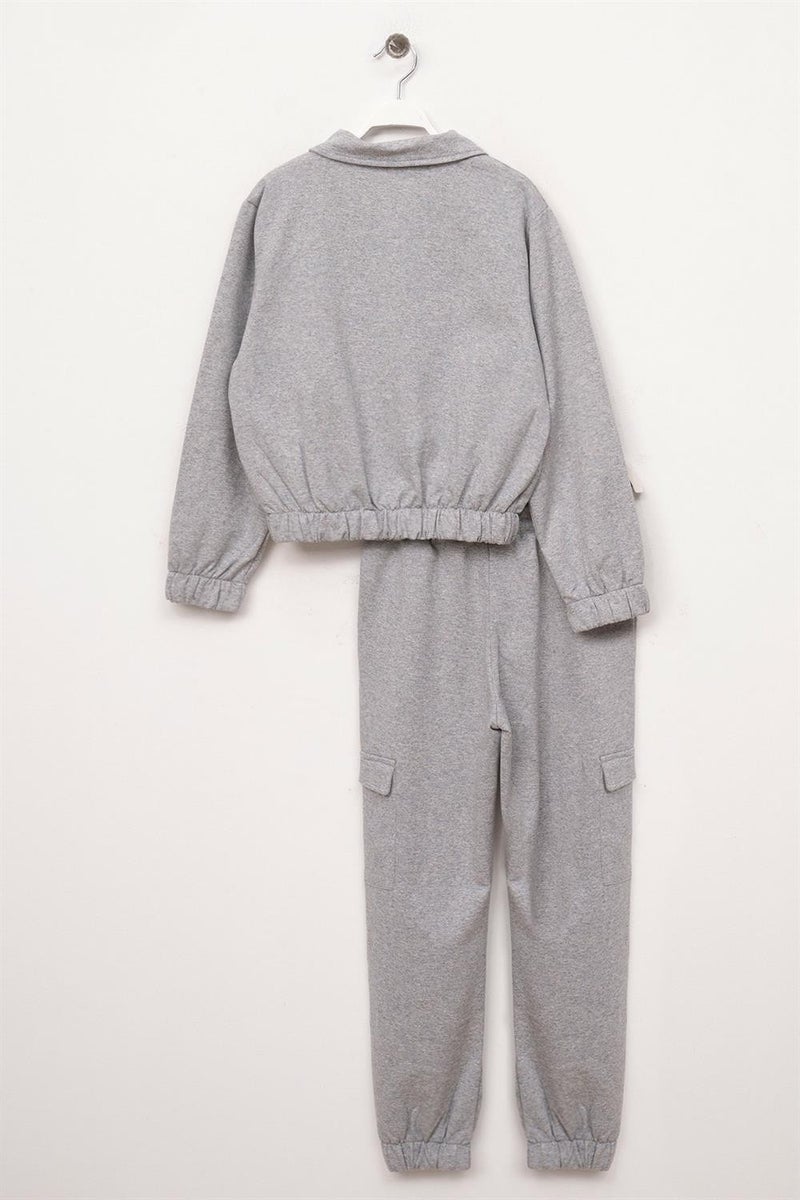 Zepkids Girls Gray Zippered Pocket Two Piece Set  - Image 2