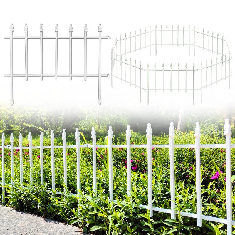 Thealyn Metal Decorative Garden Fence 22" Wide x 18" High (5 Panels, Total Length 9.17 feet), Metal Border Folding Fence, Landscape Fencing for Flower Bed, Yard, Animal Barrier - Image 1