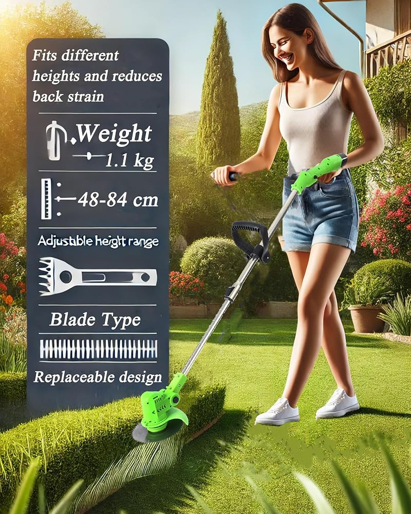 ALLESM Cordless String Trimmer Kit,Edger Lawn Trimmer, Weed Trimmer Tool,with 2 Li-Ion Battery Powered,3 Types Cutting Blade,for Lawn Care and Garden Yard Work Ideal for Extensive Green Space Maintenance - Image 2