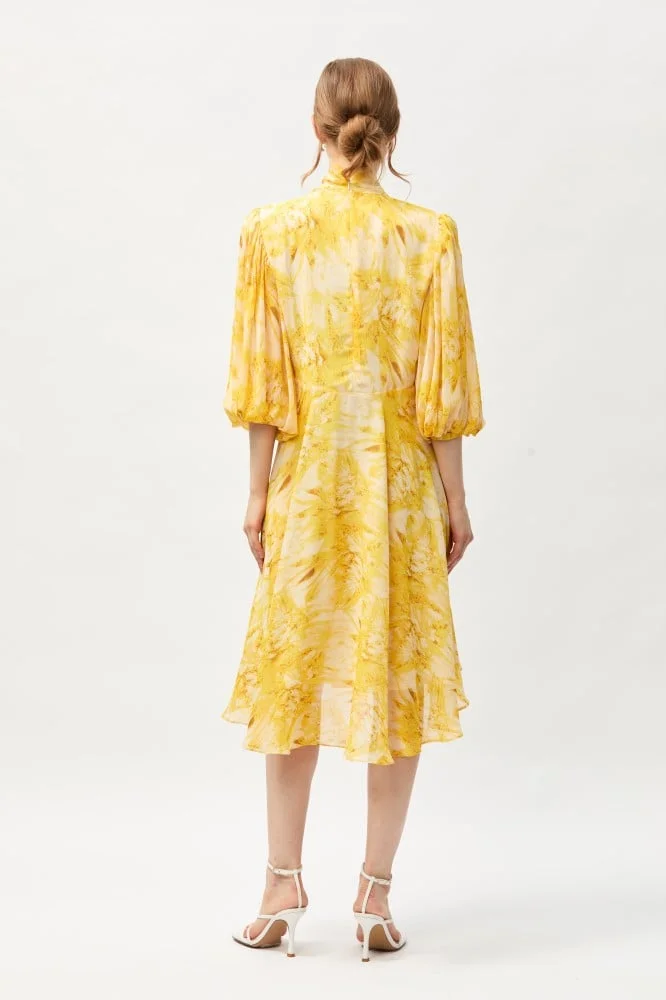Tenda Floral dress with tied collar