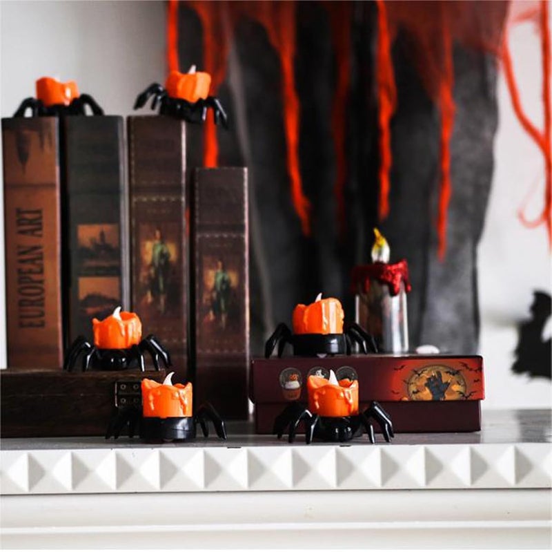 klarako Halloween Tea Lights Candles, Flameless Tealight Candles, Realistic Tea Lights Candles, Flickering Bright Tealights, Battery Operated Candles for Halloween Decorations, Halloween Lights (6PC) - Image 5