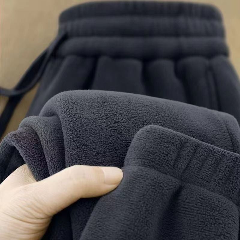 Double-Sided Fleece Pants Men Winter Warm Thickened Black [double grain brushed] 69 