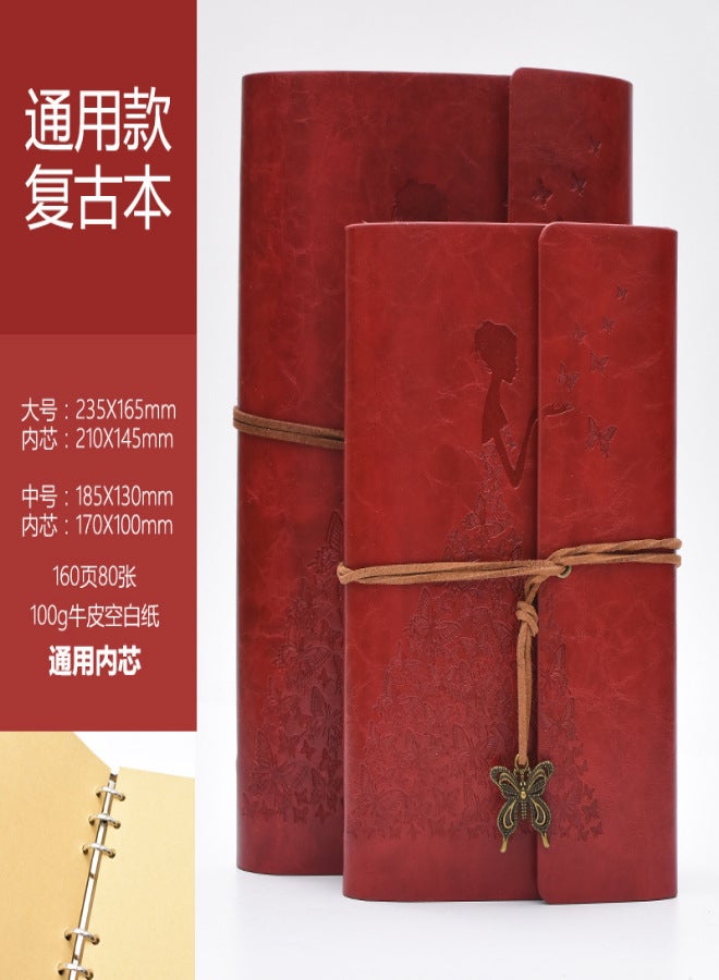 Generic Retro kraft paper notepad Korean creative literature and art gift-giving hand account book a6 loose-leaf notebook can be printed Dahongpao medium size - Image 3