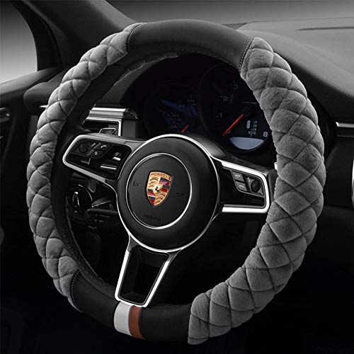 Cxtiy Universal Steering Wheel Cover for Car Fluffy Warm Plush Steering Wheel Cover for Winter (A-Gray) - Image 1