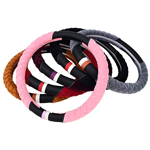 Cxtiy Universal Steering Wheel Cover for Car Fluffy Warm Plush Steering Wheel Cover for Winter (A-Gray) - Image 5