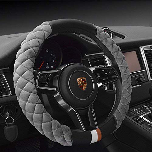 Cxtiy Universal Steering Wheel Cover for Car Fluffy Warm Plush Steering Wheel Cover for Winter (A-Gray) - Image 2