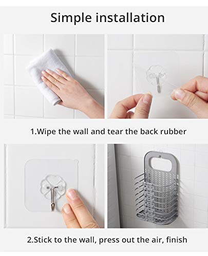 Hidak Wall Mounted Hanging Mesh Laundry Basket Foldable Laundry Basket for Hanging Dirty Clothes Laundry Toiletry Accessories Organization Washing and Storage Bin for Bathroom Kitchen Bedroom - Image 3