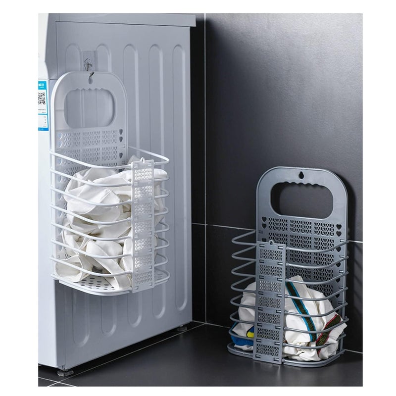 Hidak Wall Mounted Hanging Mesh Laundry Basket Foldable Laundry Basket for Hanging Dirty Clothes Laundry Toiletry Accessories Organization Washing and Storage Bin for Bathroom Kitchen Bedroom - Image 4