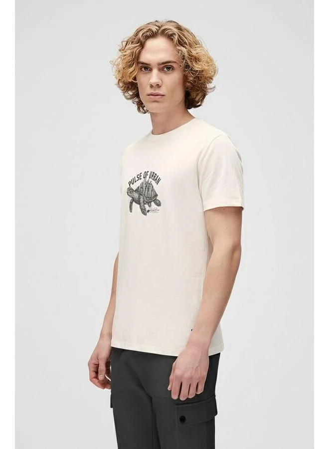 Bad Bear Caretta Pulse Men's Beige Crew Neck T‑Shirt.