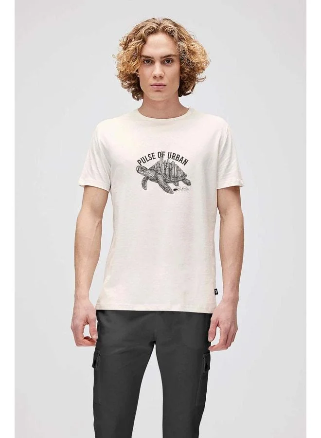 Bad Bear Caretta Pulse Men's Beige Crew Neck T‑Shirt.