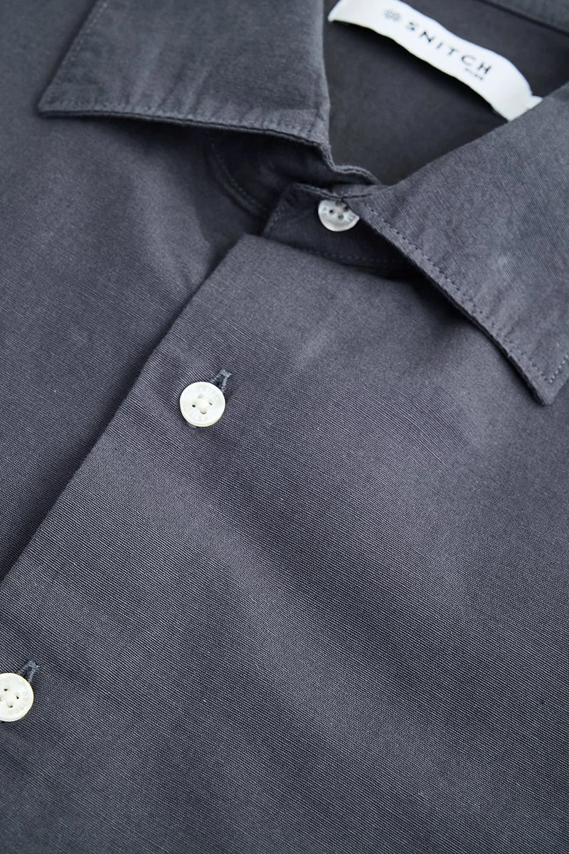 SNITCH Grey Grey Solid Long Sleeve Regular Fit Casual Plus Size Shirt for Men | Best Price UAE