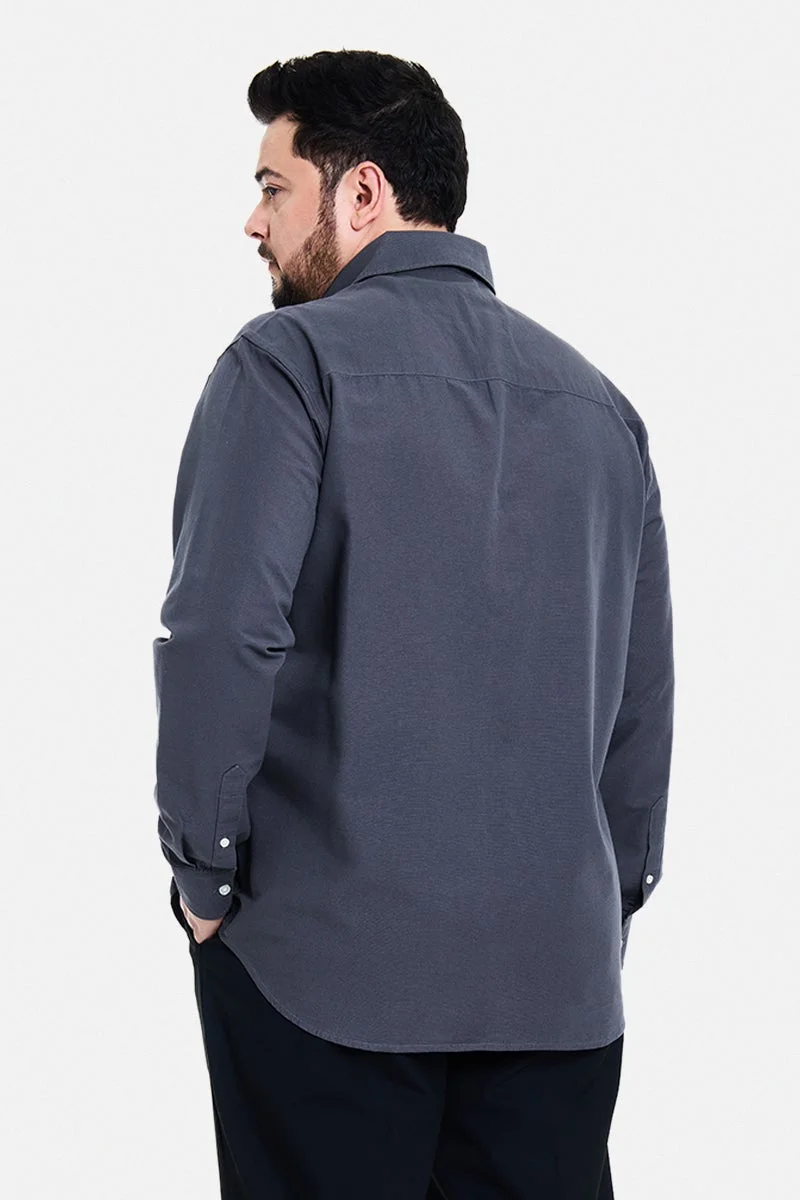 SNITCH Grey Grey Solid Long Sleeve Regular Fit Casual Plus Size Shirt for Men | Best Price UAE