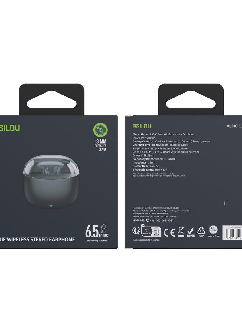 rsilou - TW02U TWS wireless Bluetooth stereo Earbuds steel button, longer-lasting, fast charging, Mini space case, lightweight and, high-fidelity, custom-tuned for immersive 3D sound effects - Image 1