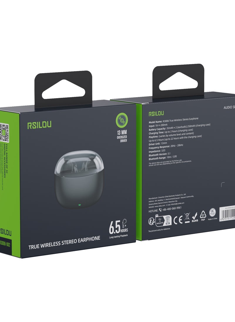 rsilou - TW02U TWS wireless Bluetooth stereo Earbuds steel button, longer-lasting, fast charging, Mini space case, lightweight and, high-fidelity, custom-tuned for immersive 3D sound effects - Image 1