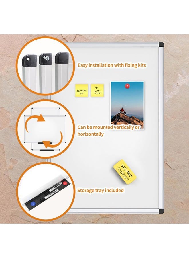 VIZ-PRO Magnetic Whiteboard/Dry Erase Wall Board, 48 X 24 Inches, Includes 1 Eraser, 2 Markers, 4 Magnets - Image 3
