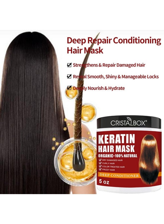 Cristalbox 2 Pack Collagen Hair Mask & Keratin Hair Mask,Keratin Hair Treatment,Hydrating Argan Oil Hair Repair Treatment Deep Conditioner Hair Mask for Dry Hair,Collagen with Biotin Hair Treatment Mask - Image 5