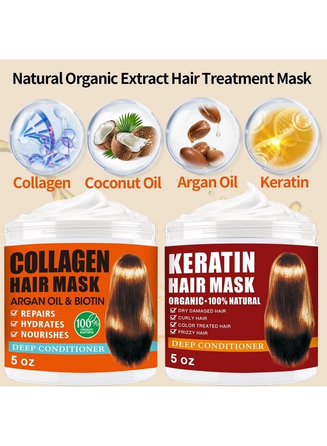 Cristalbox 2 Pack Collagen Hair Mask & Keratin Hair Mask,Keratin Hair Treatment,Hydrating Argan Oil Hair Repair Treatment Deep Conditioner Hair Mask for Dry Hair,Collagen with Biotin Hair Treatment Mask - Image 2