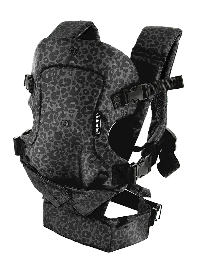 infantino Flip 4-In-1 Convertible Baby Carrier, Adjustable Ergonomic Seat, Shoulder Straps And Waist Belt - Black Leopard