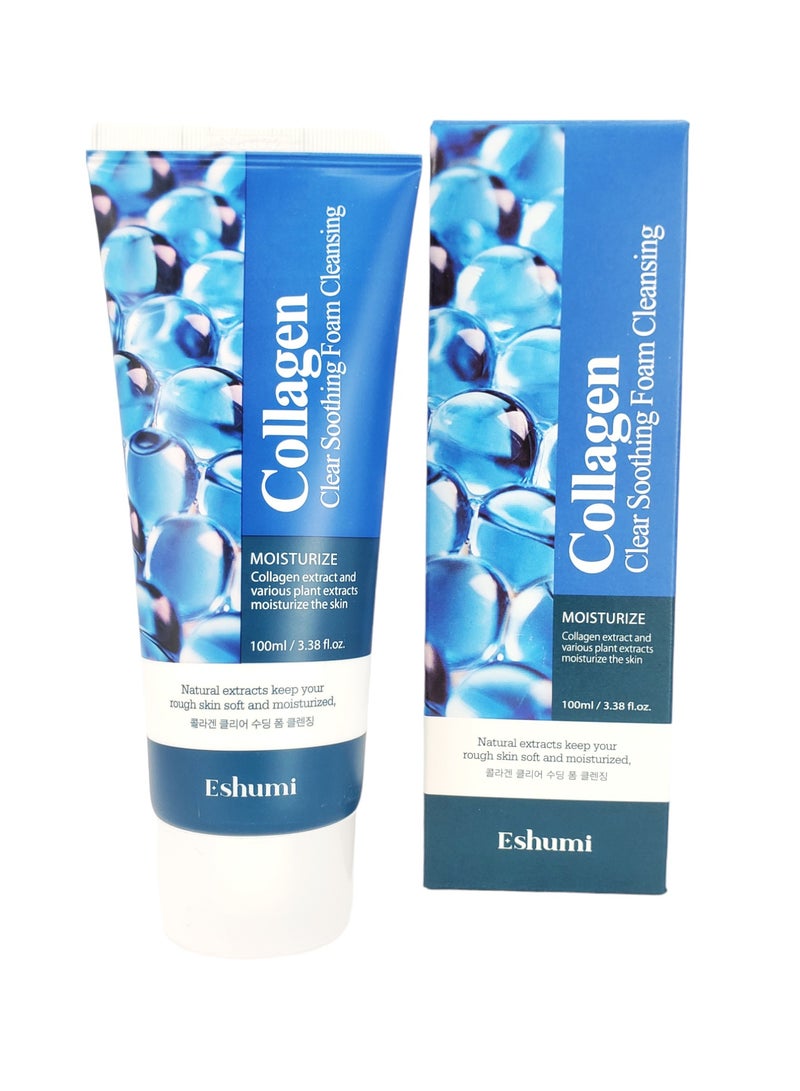 Eshumi Korean product ESHUMI Collagen Clear Soothing Foam Cleansing" is an innovative product characterized by its collagen-rich formula, which enhances skin hydration and helps in deep and gentle cleansing. - Image 1