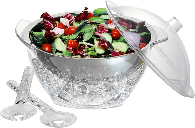 Prodyne IC-30 ICED Salad Bowl with Lid - 4 Quart Capacity, Off-White - Image 1