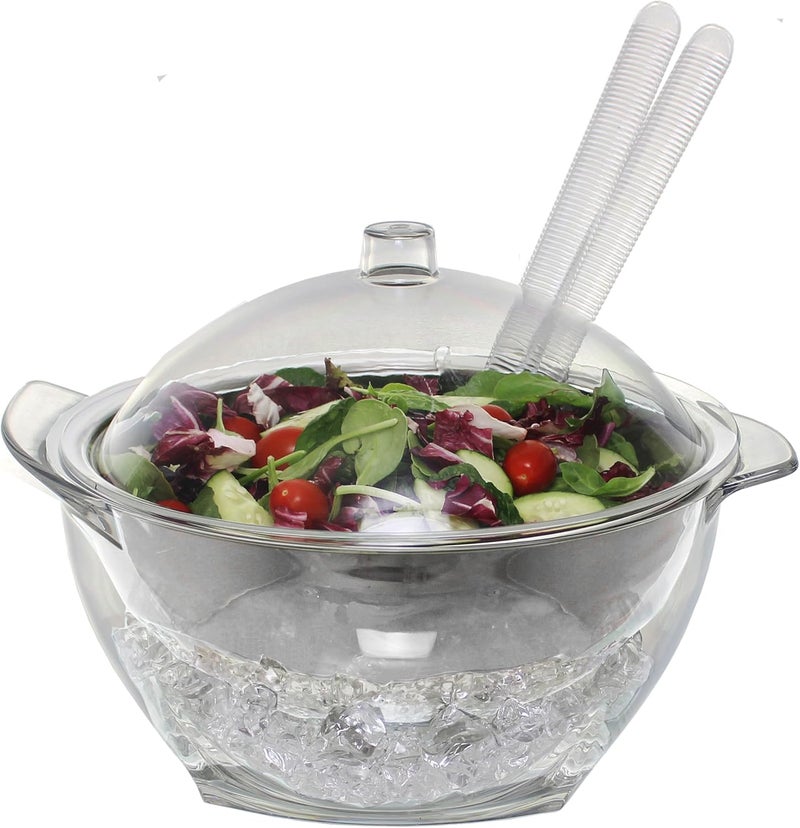 Prodyne IC-30 ICED Salad Bowl with Lid - 4 Quart Capacity, Off-White - Image 3