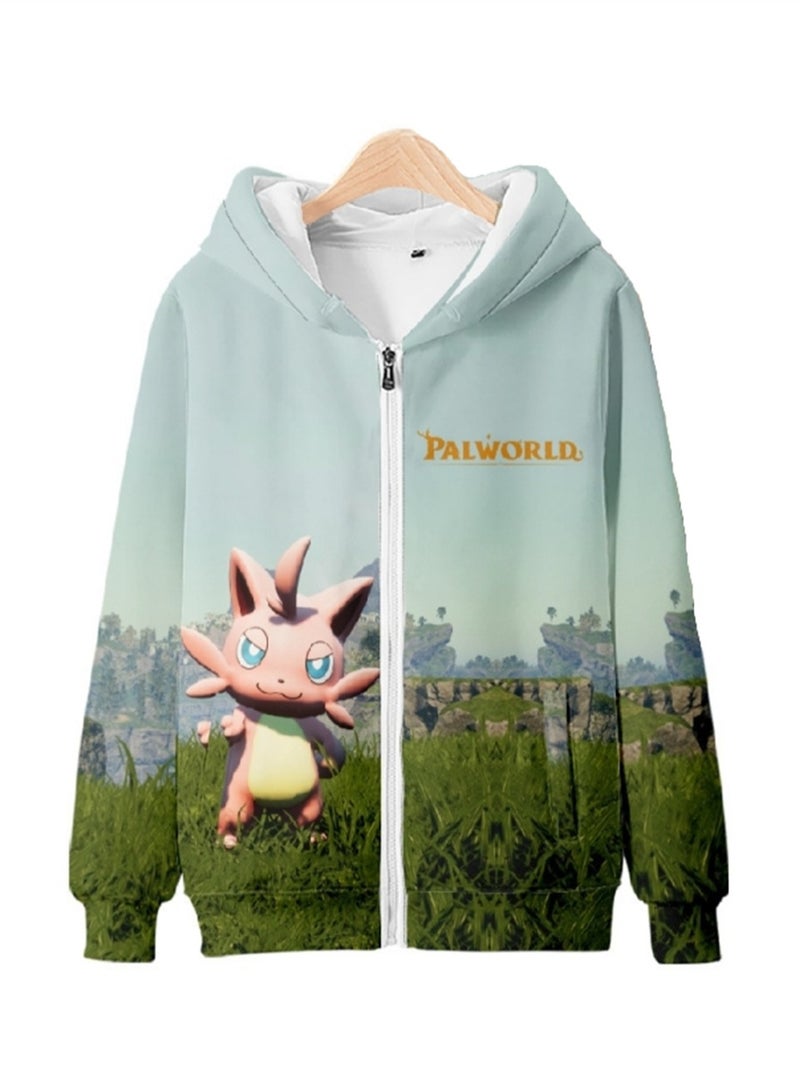 Palworld Phantom Beast Palu Game Zipper Hooded Sweatshirt 3D Printed Zipper for Adults and Children - Image 1