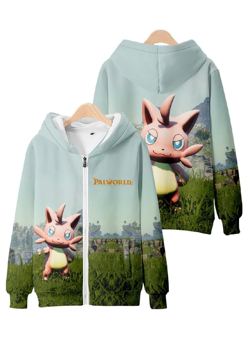 Palworld Phantom Beast Palu Game Zipper Hooded Sweatshirt 3D Printed Zipper for Adults and Children - Image 3