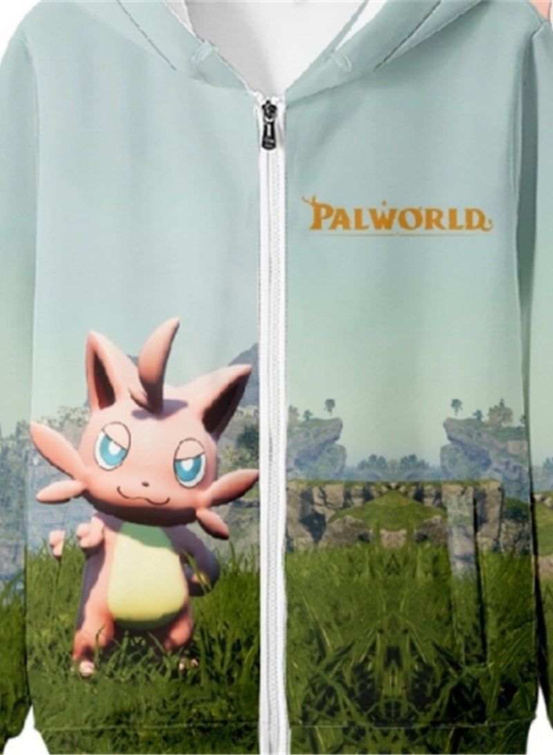 Palworld Phantom Beast Palu Game Zipper Hooded Sweatshirt 3D Printed Zipper for Adults and Children - Image 4