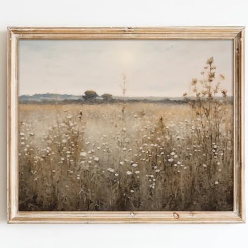 Kizbok Vintage Wall Art Prints, Farmhouse Wall Decor Rustic Wildflower Country Field Canvas Prints Vintage Landscape Oil Painting Art Pictures for Bedroom Bathroom (12" x 16"-UNFRAMED) - Image 4