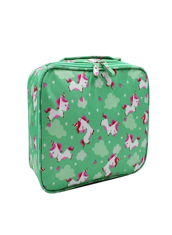 MOSSTYUS Makeup Cosmetic Bag Travel Makeup Cosmetic Case Portable Waterproof Toiletry Bag for Women Girls, Green Unicorn - Image 2