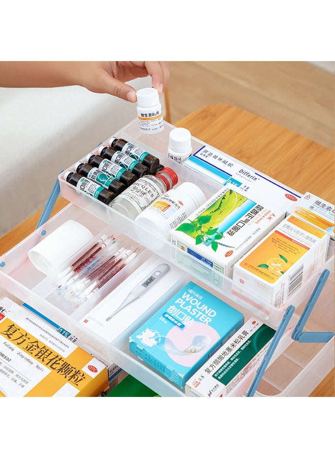 Alissa Plastic Makeup Organizer Cabinet 3 Tier Storage Box Toys Stationery Storage Container Foldable 180° Flip Lid Organiser for Home Office Vanity Countop Cosmetics Drawer Storage Box - Image 4